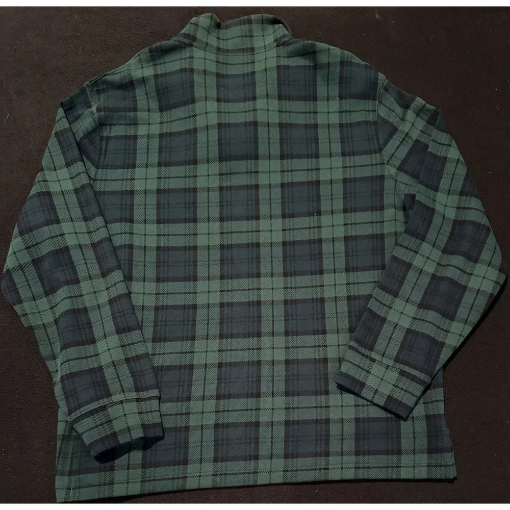 Polo Ralph Lauren Plaid Green Estate-Rib‎ Cotton Quarter-Zip Pullover Men's XXL